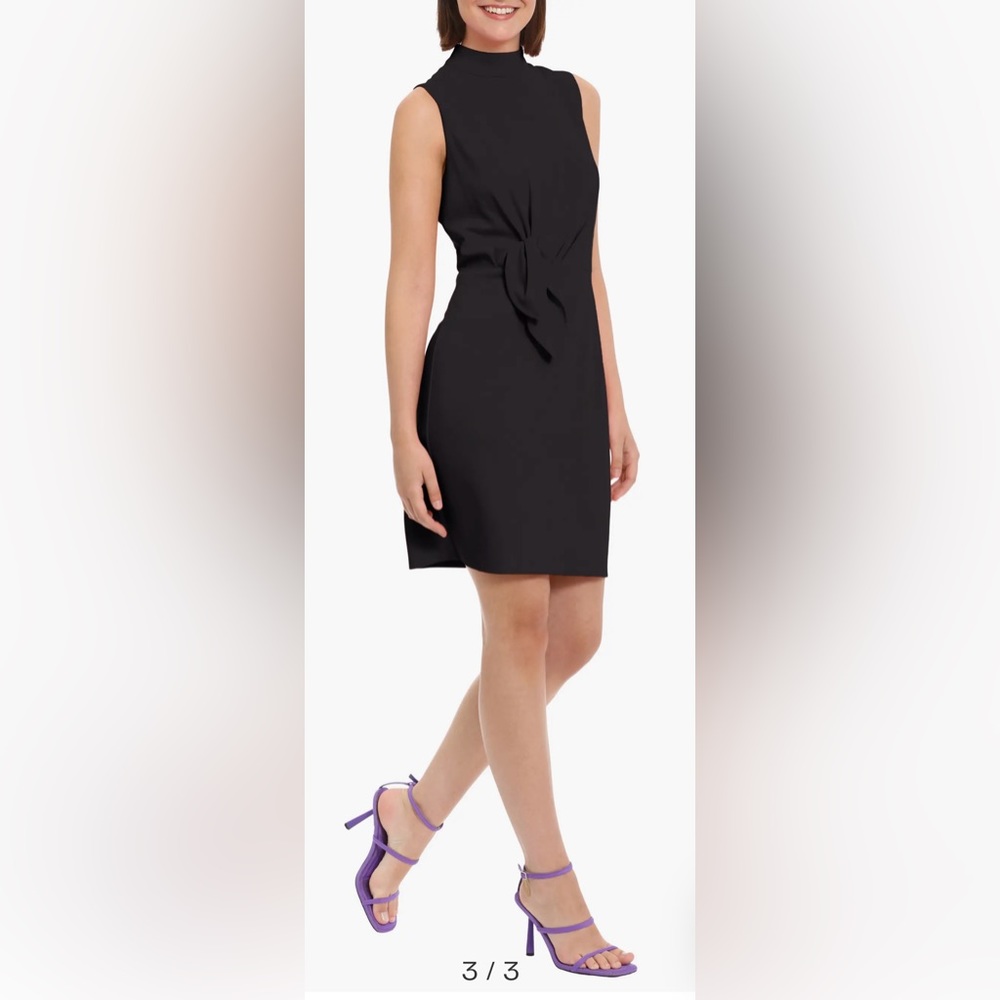 Donna Morgan Women’s Sleeveless Waist Tie Sheath Dress Size:10 Black (NWT)